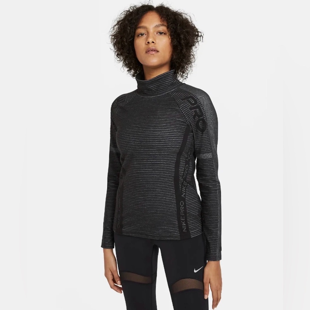 Nike Pro HyperWarm Black/Gray Pullover Long Sleeve Top size Small EUC - Picture 1 of 14